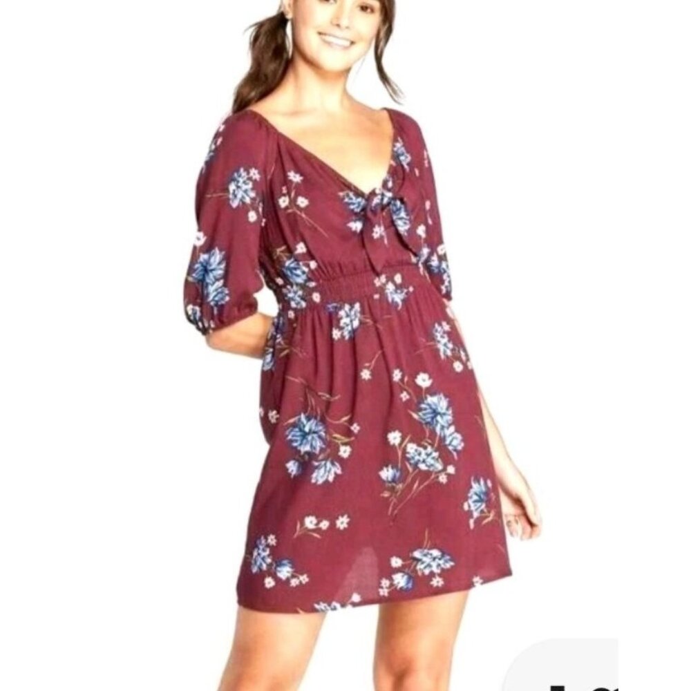New Xhilaration Women's Maroon Floral Dress Size XL